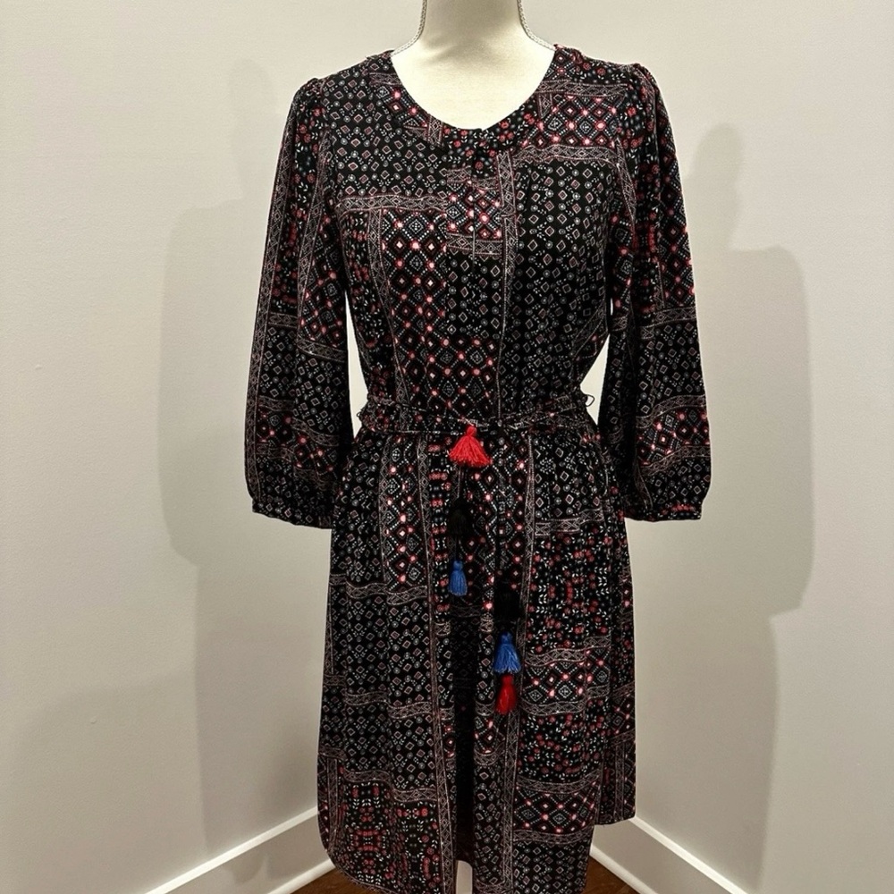 LOFT Patterned Women’s Midi Dress With Belt - Medium